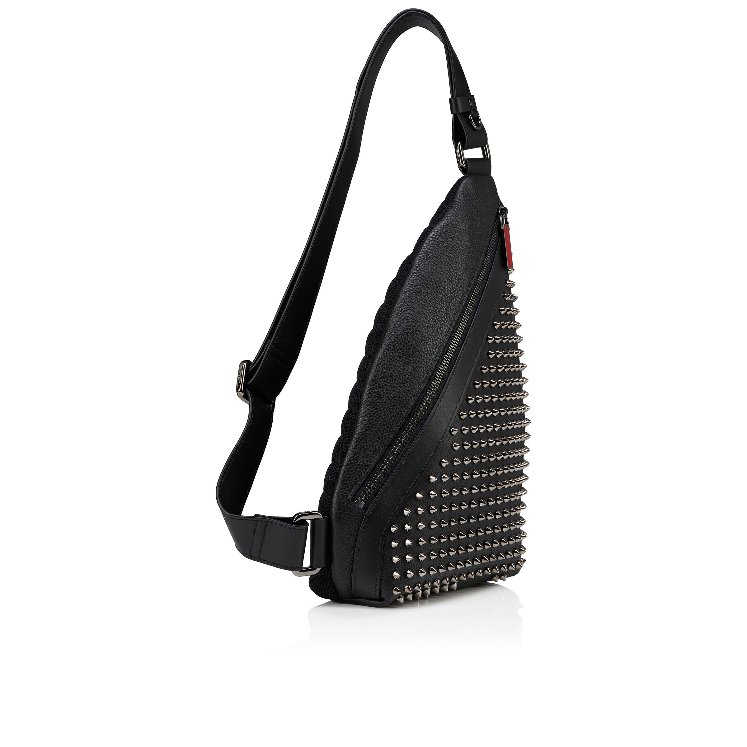Funky - Crossbody bag - Calf leather and spikes - Black