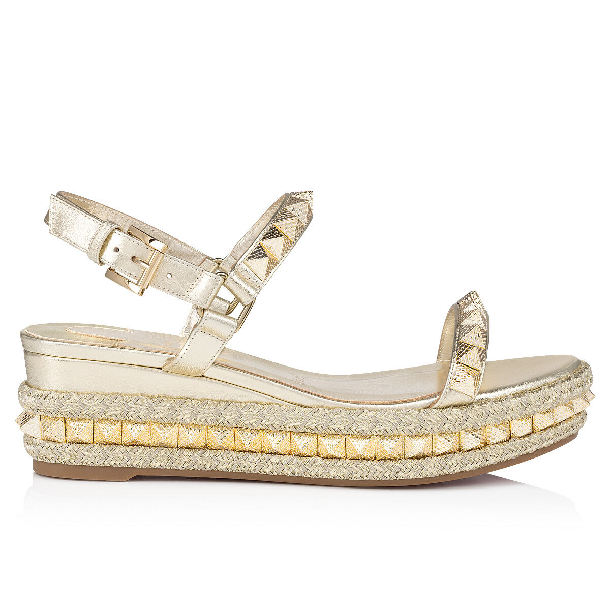 クリスチャンルブタン PYRACLOU 60 厚底 サンダル フラット Pyraclou - 60 mm Espadrilles - Patent calf leather - Leche