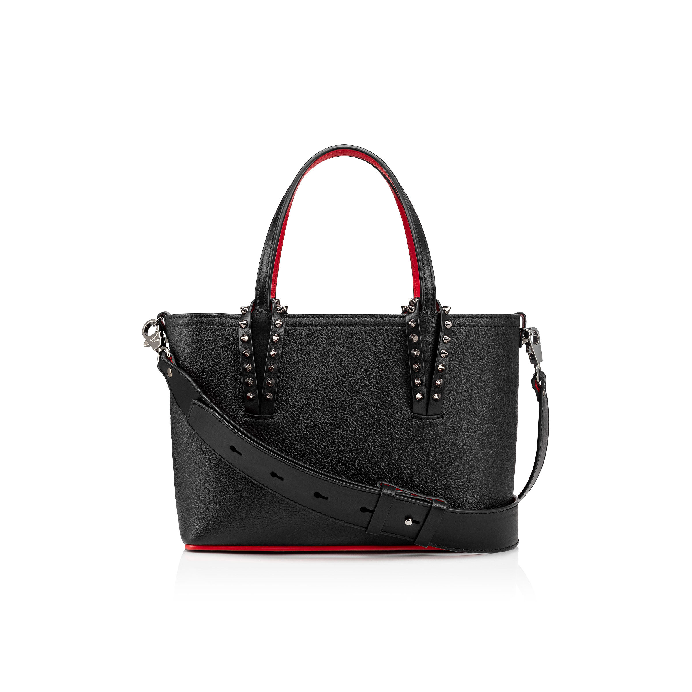 Cabata mini - Tote bag - Calf leather and spikes - Black