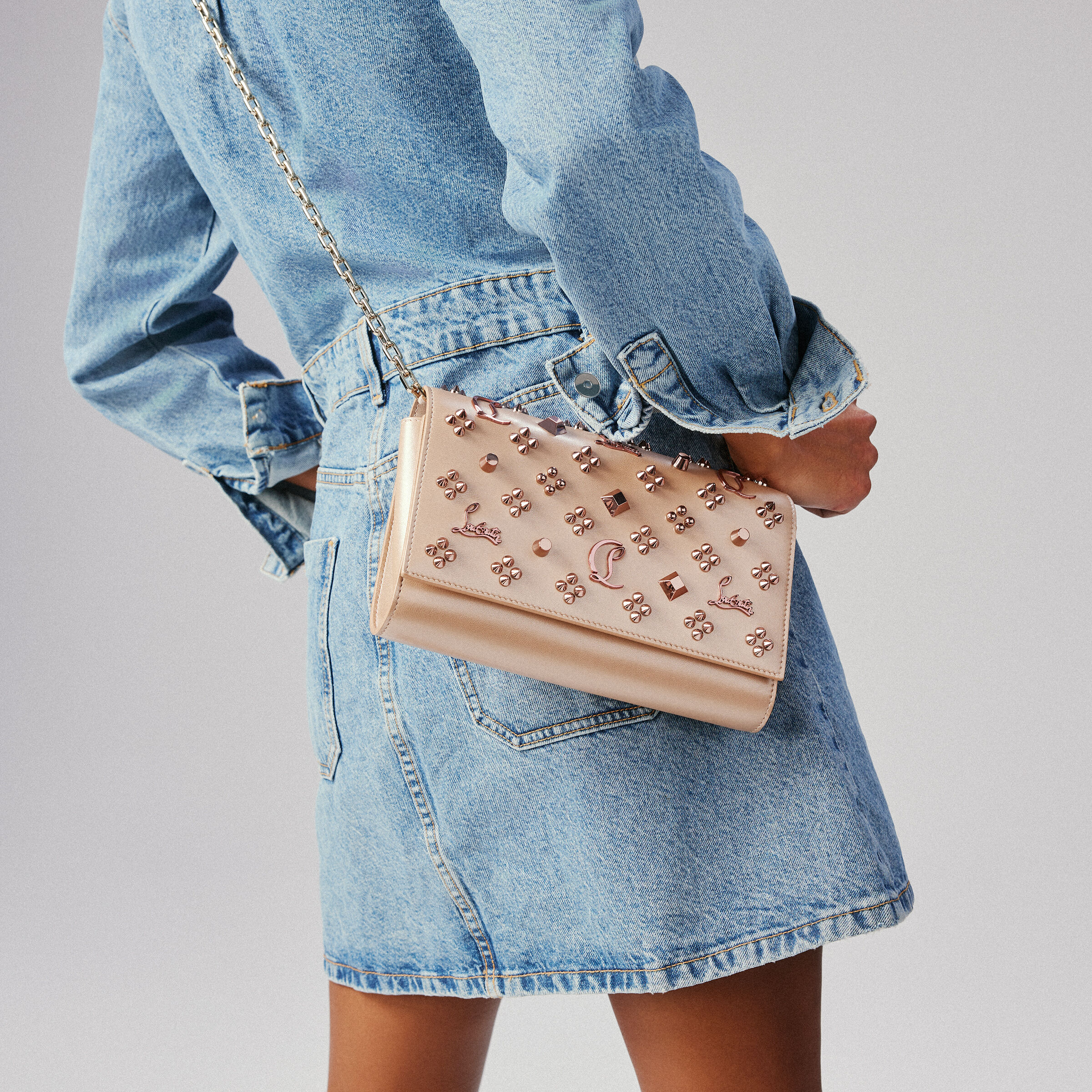 Paloma - Clutch - Pearlescent nappa leather and spikes