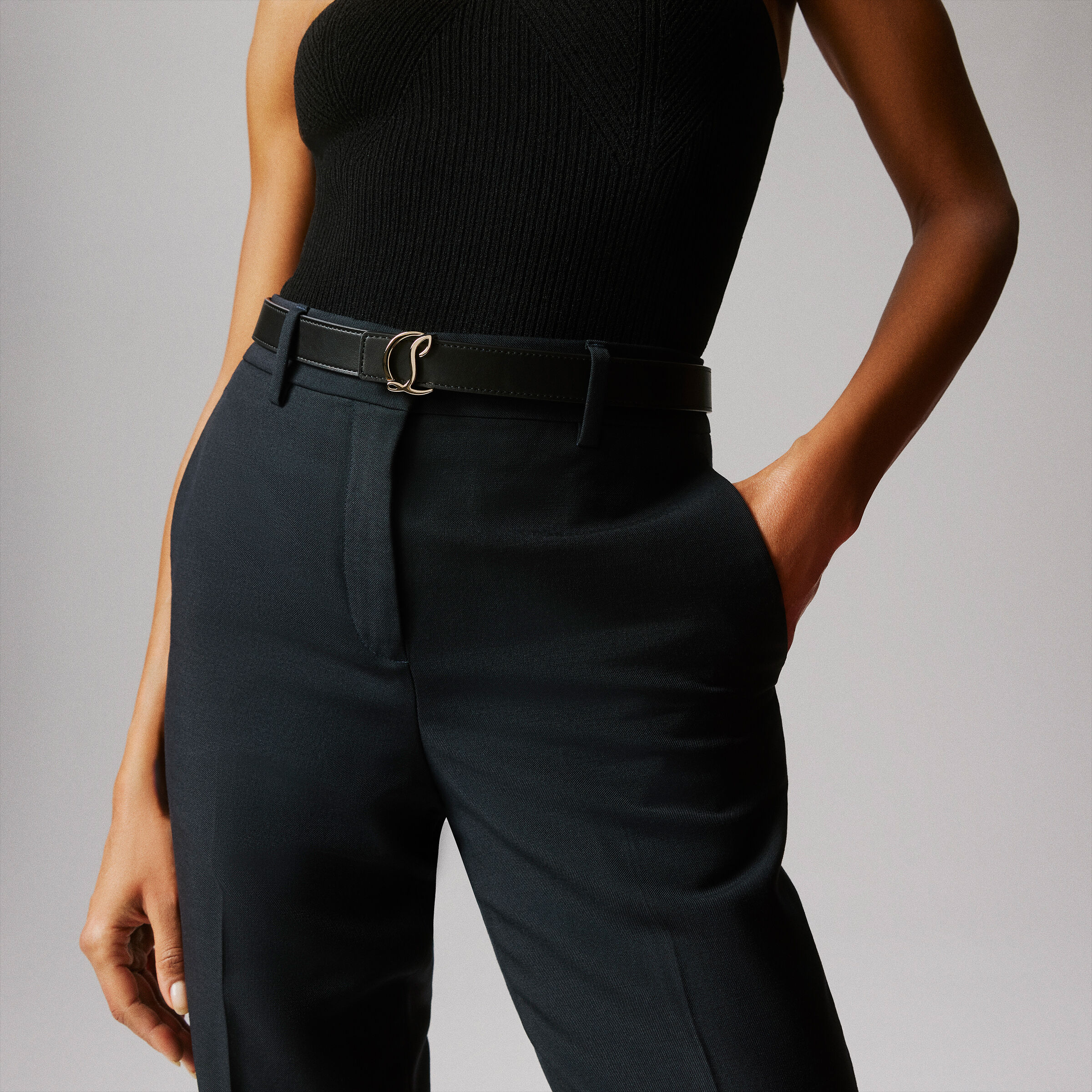 CL Logo - Belt - Calf leather - Black - Christian Louboutin