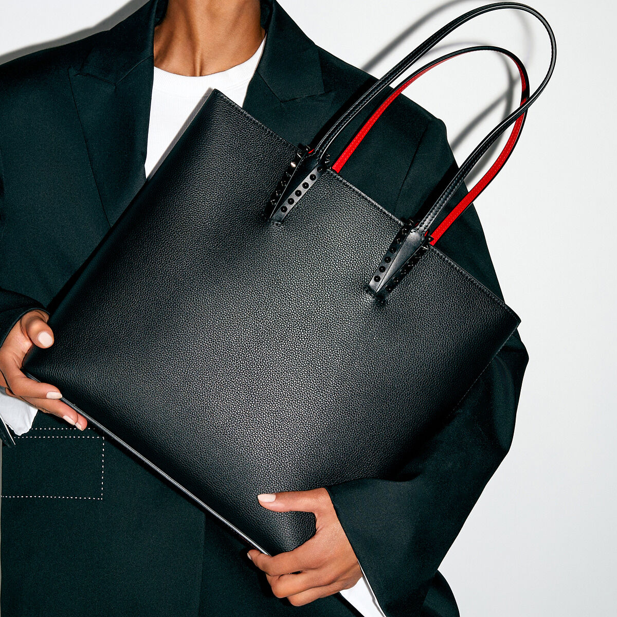 Cabata - Tote bag - Grained calf leather - Black - Christian