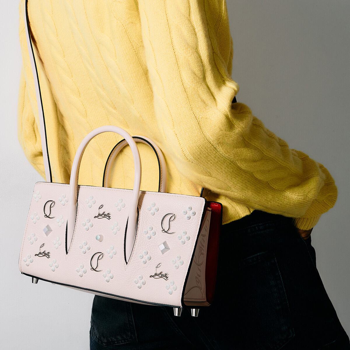 Paloma - Top handle bag - Grained calf leather and spikes
