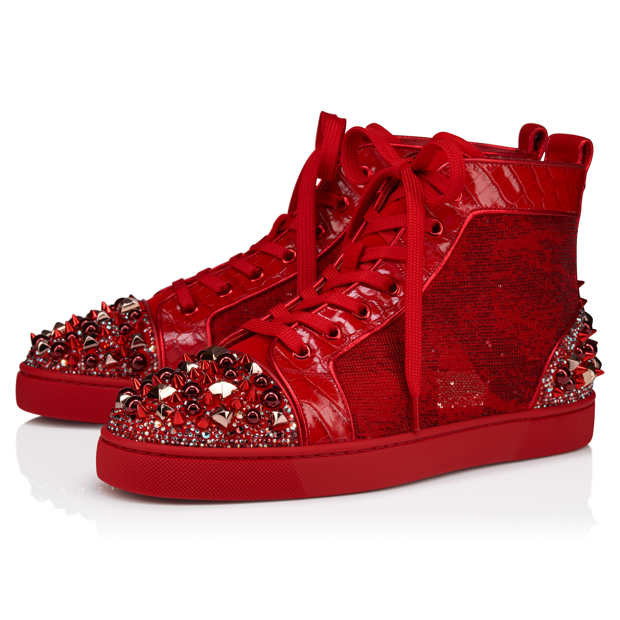 Supertracks - High-Top Sneakers - Suede, alligator embossed calf