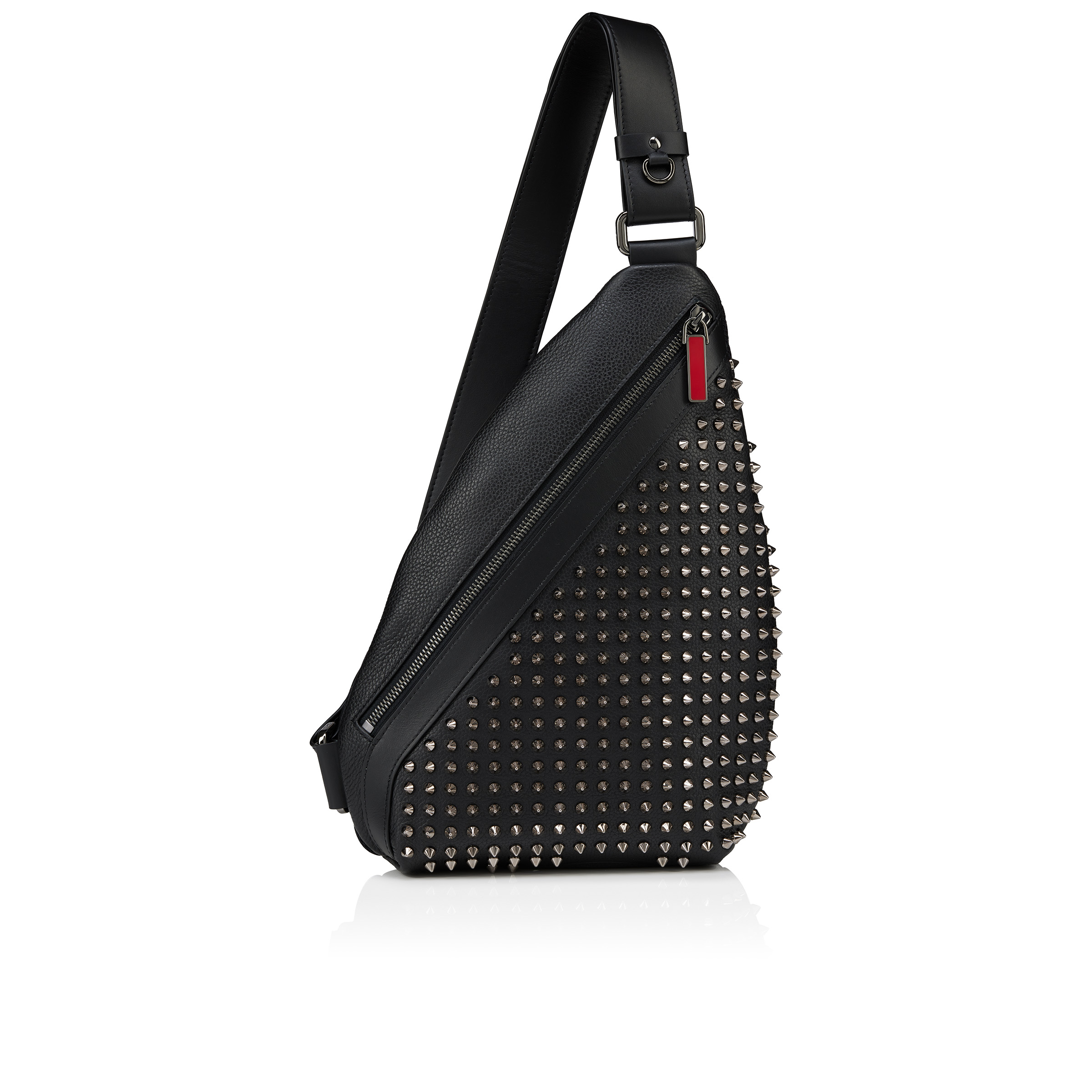 Christian Louboutin スパイクバッグ 黒赤 Christian Louboutin - Grandotto Black & Red Leather Spiked