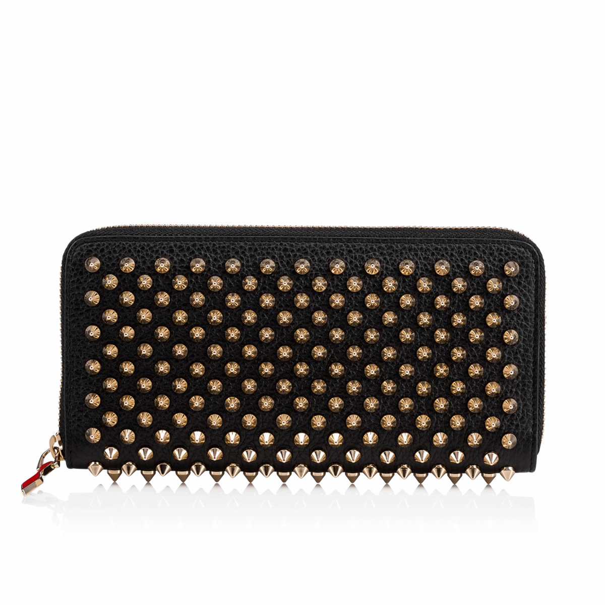 新品 Christian Louboutin Panettone wallet Panettone - Wallet - Calf leather and gold spikes - Black