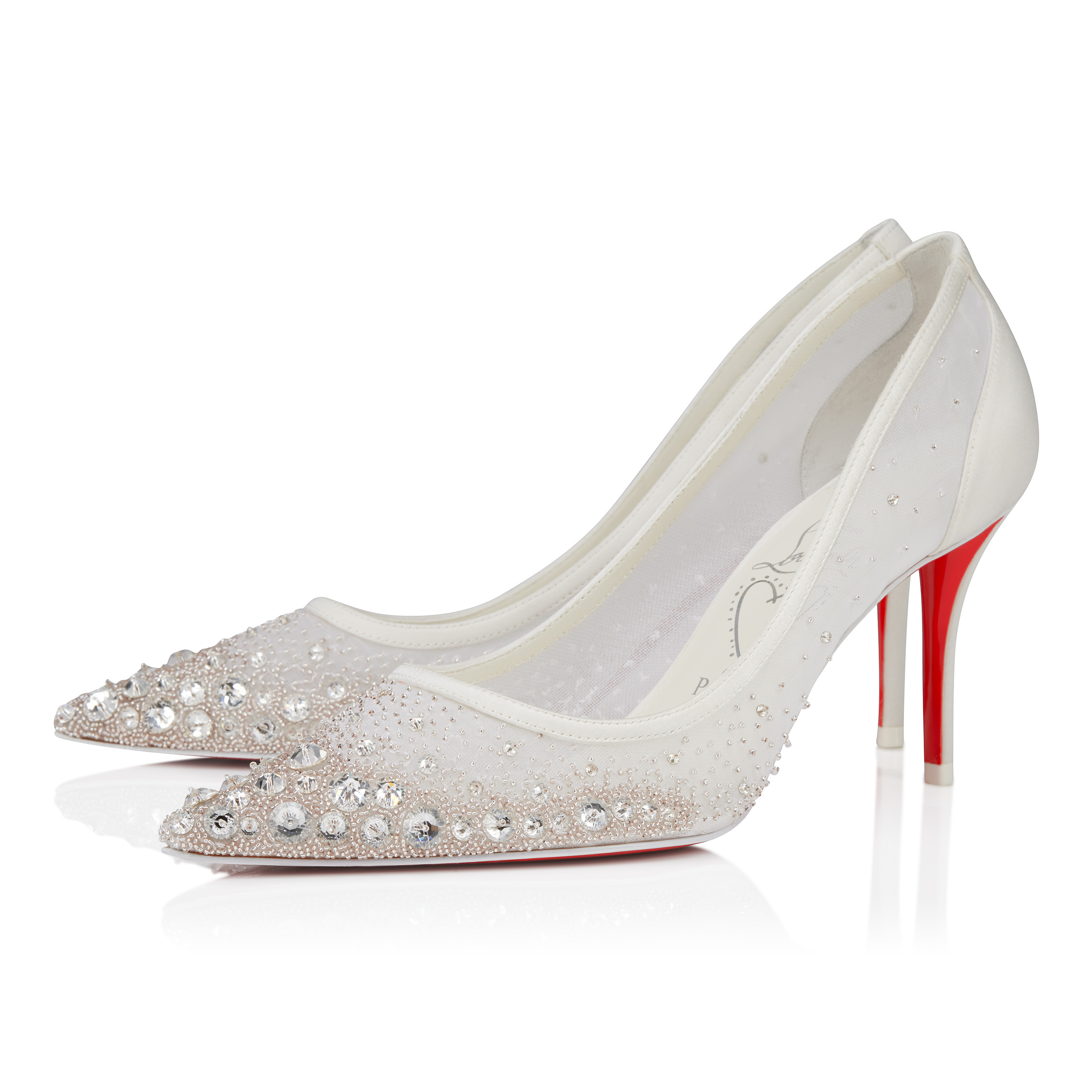 Miss Z Sparkling - 80 mm Pumps - Mesh and strass - Version Ivory