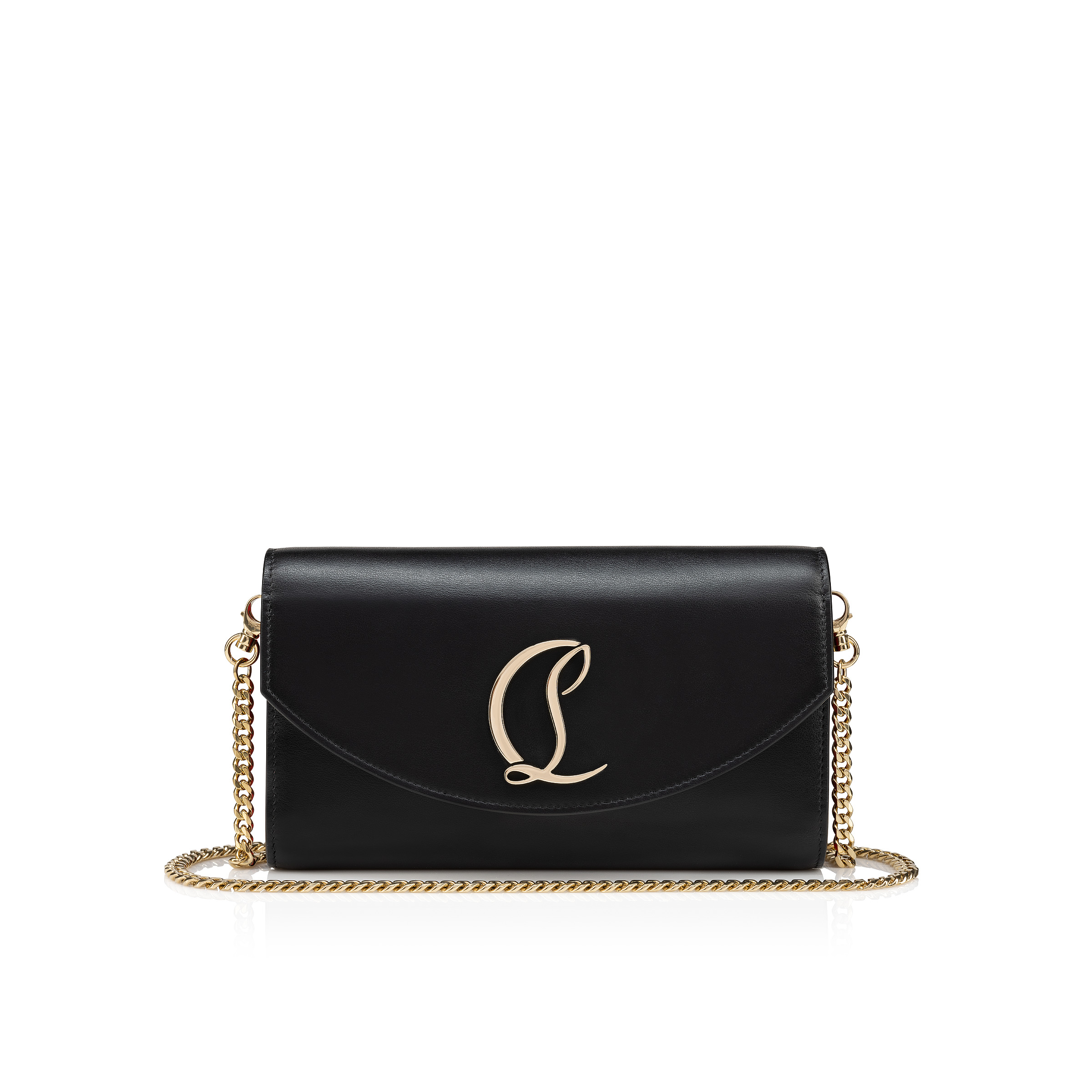 Loubi54 - Wallet on chain - Calf leather - Black and gold