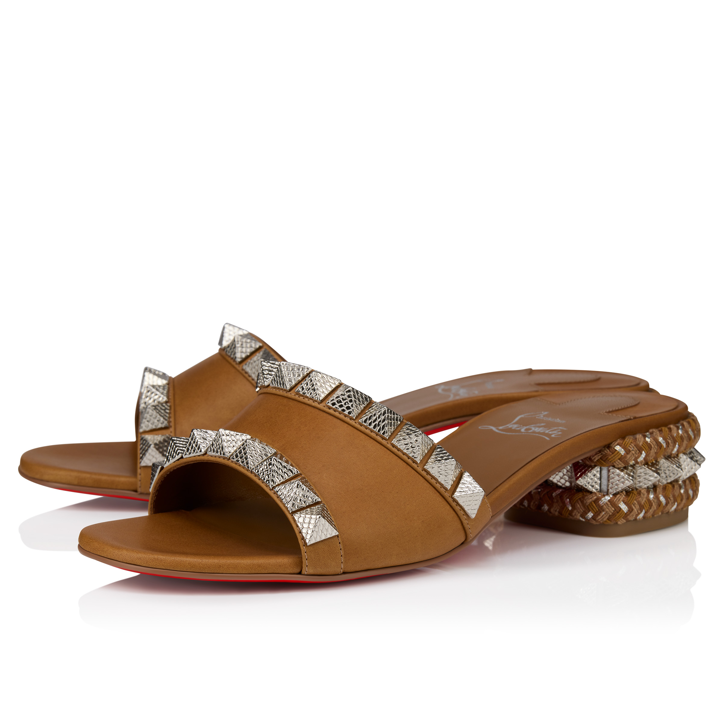 Pyramule - 30 mm Mules - Waxed calf leather - Terra - Women